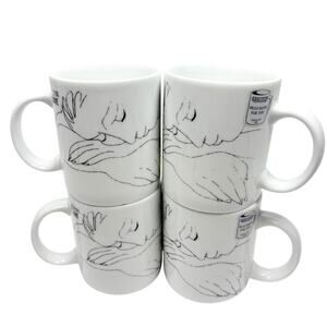NEW Pablo‎ Picasso Femme Endormie 4 Coffee Mugs Art Tea Cups Konitz Germany Rare
